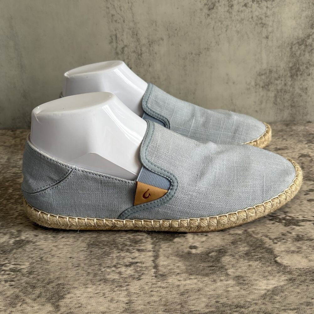 Olukai Kaula Pa'a Kapa Linen Espadrilles Loafers Womens 8.5 Lanai Breeze Blue - Picture 4 of 8